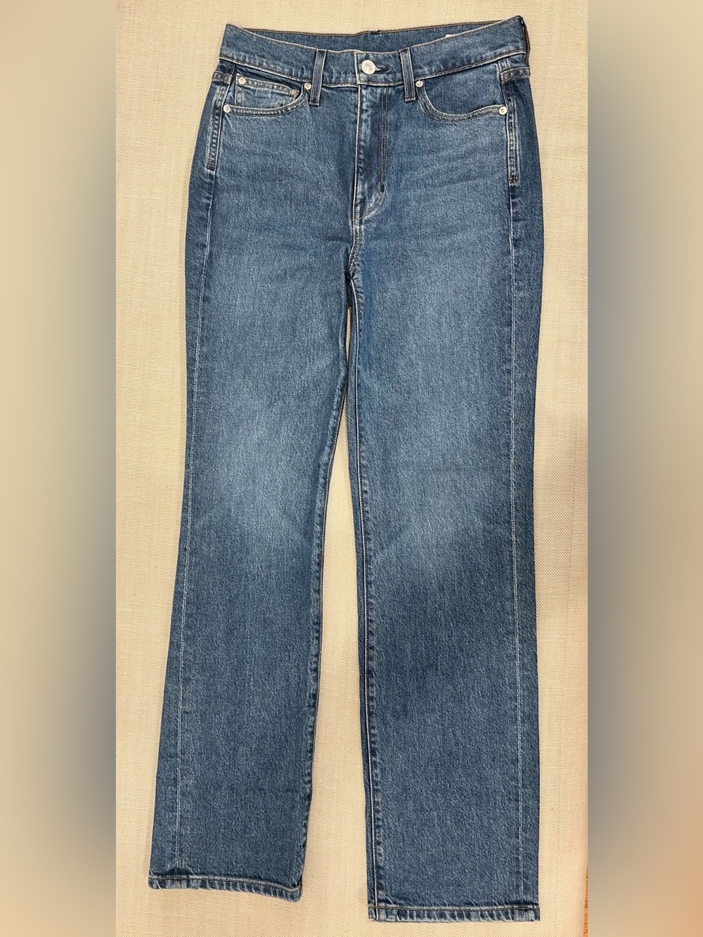 AYR Straight Leg Jeans in Medium Blue Denim